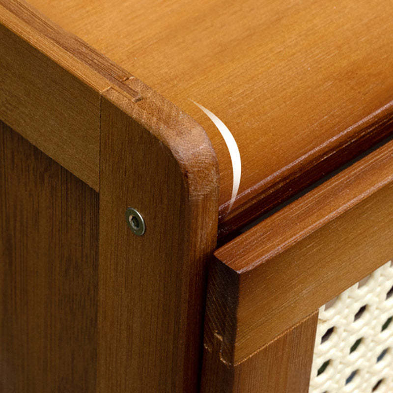 Vintage Wood Bamboo Plastic Nightstand