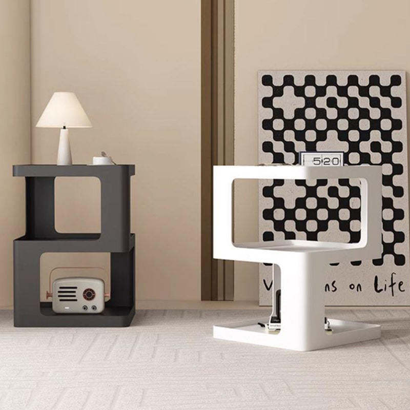 Minimalist Iron 3-Tier Side Table — White