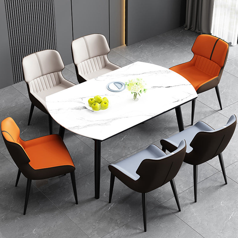 Nordic Leather Carbon Steel Curved Dining Chair