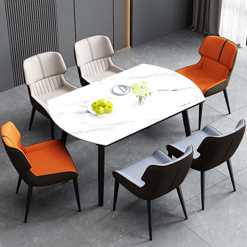 Nordic Leather Carbon Steel Curved Dining Chair