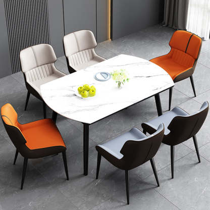 Nordic Leather Carbon Steel Curved Dining Chair