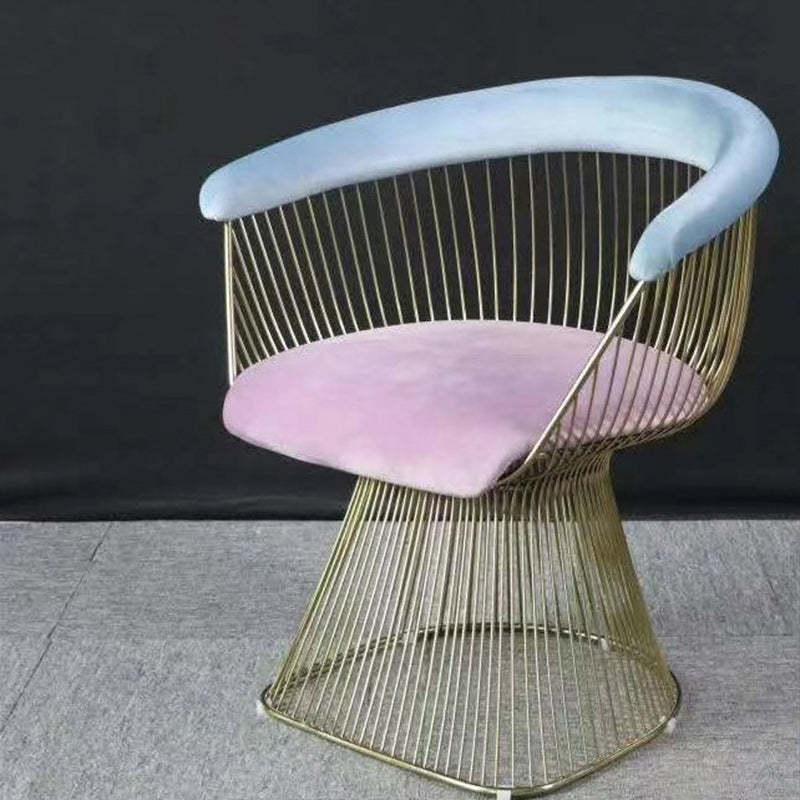Modern Hollow Oval Fabric Steel Accent Chair
