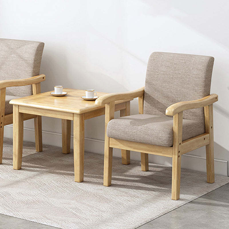 Modern Rubber Wood Cotton — 1 Chair With Beige Cushion / Begonia Color