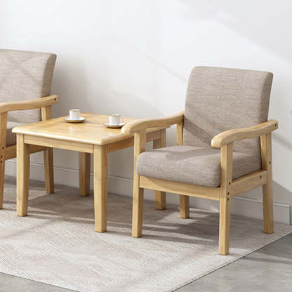 Modern Rubber Wood Cotton — 1 Chair With Beige Cushion / Begonia Color