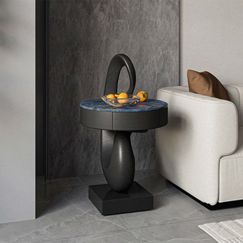 Modern Luxury Swan Stone Wood End Table