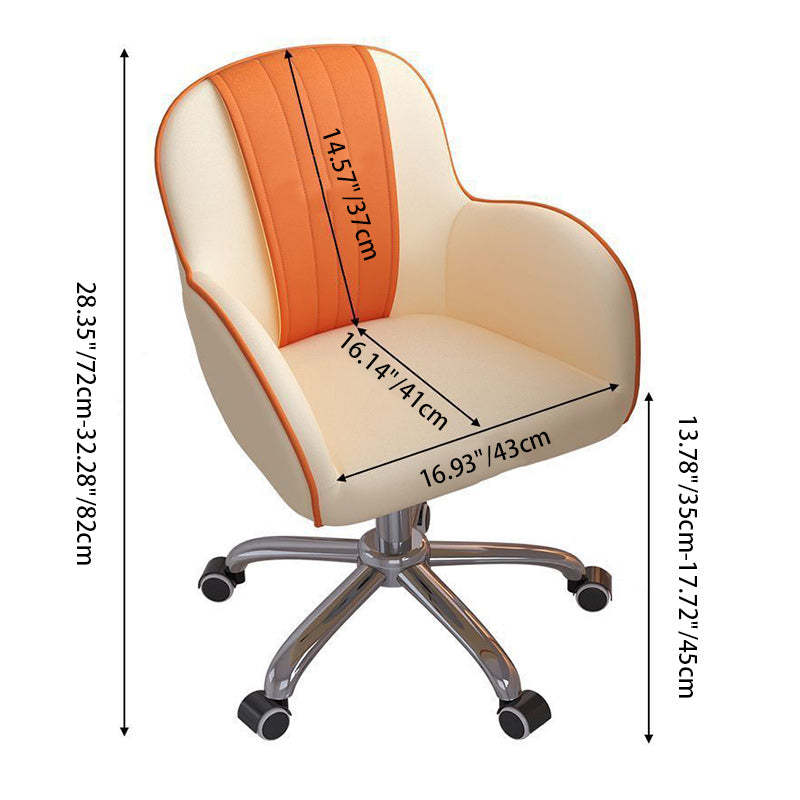 Scandinavian Curved PU Leather Steel Desk Chair — Steel / Latex