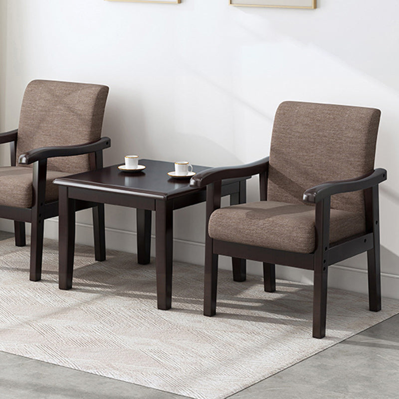 Modern Rubber Wood Cotton — 1 Chair With Beige Cushion / Wood Color
