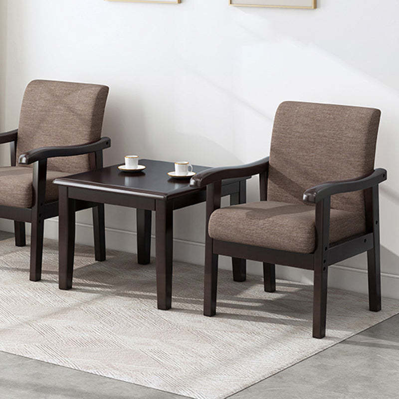 Modern Rubber Wood Cotton — 1 Chair With Beige Cushion / Wood Color