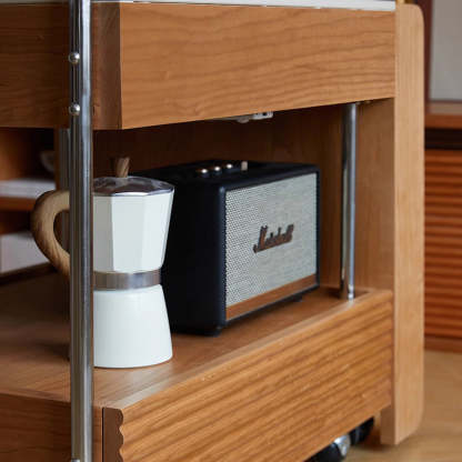 Japanese Solid Wood 2-Tier End Table