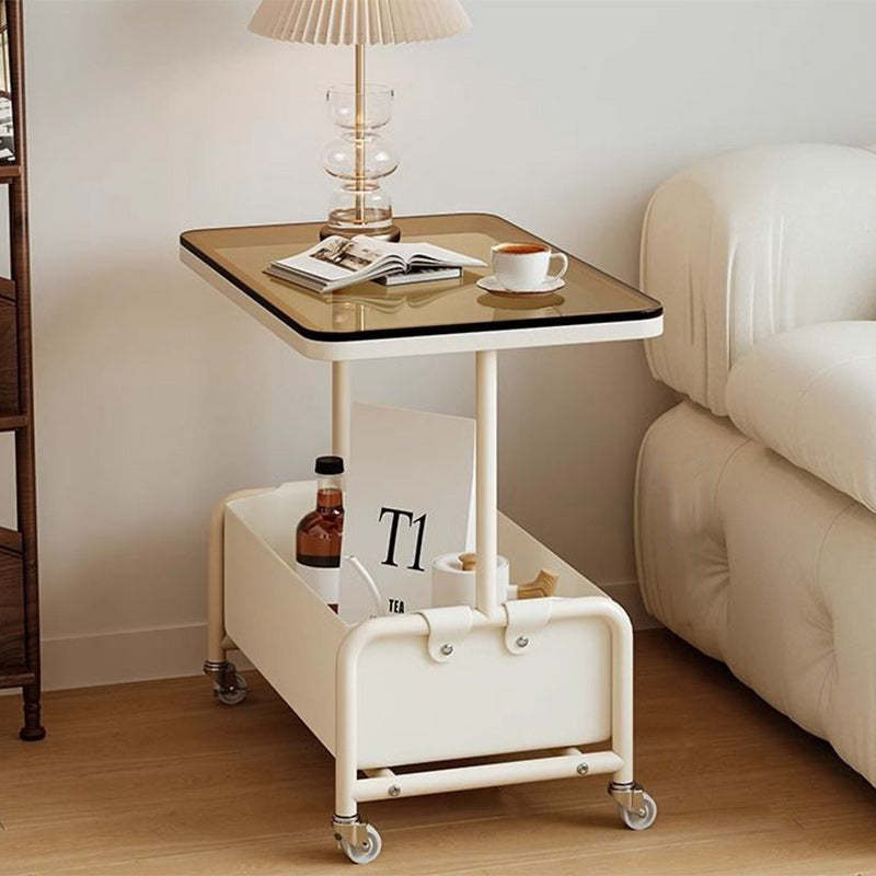 Modern Rectangular Iron Glass End Table