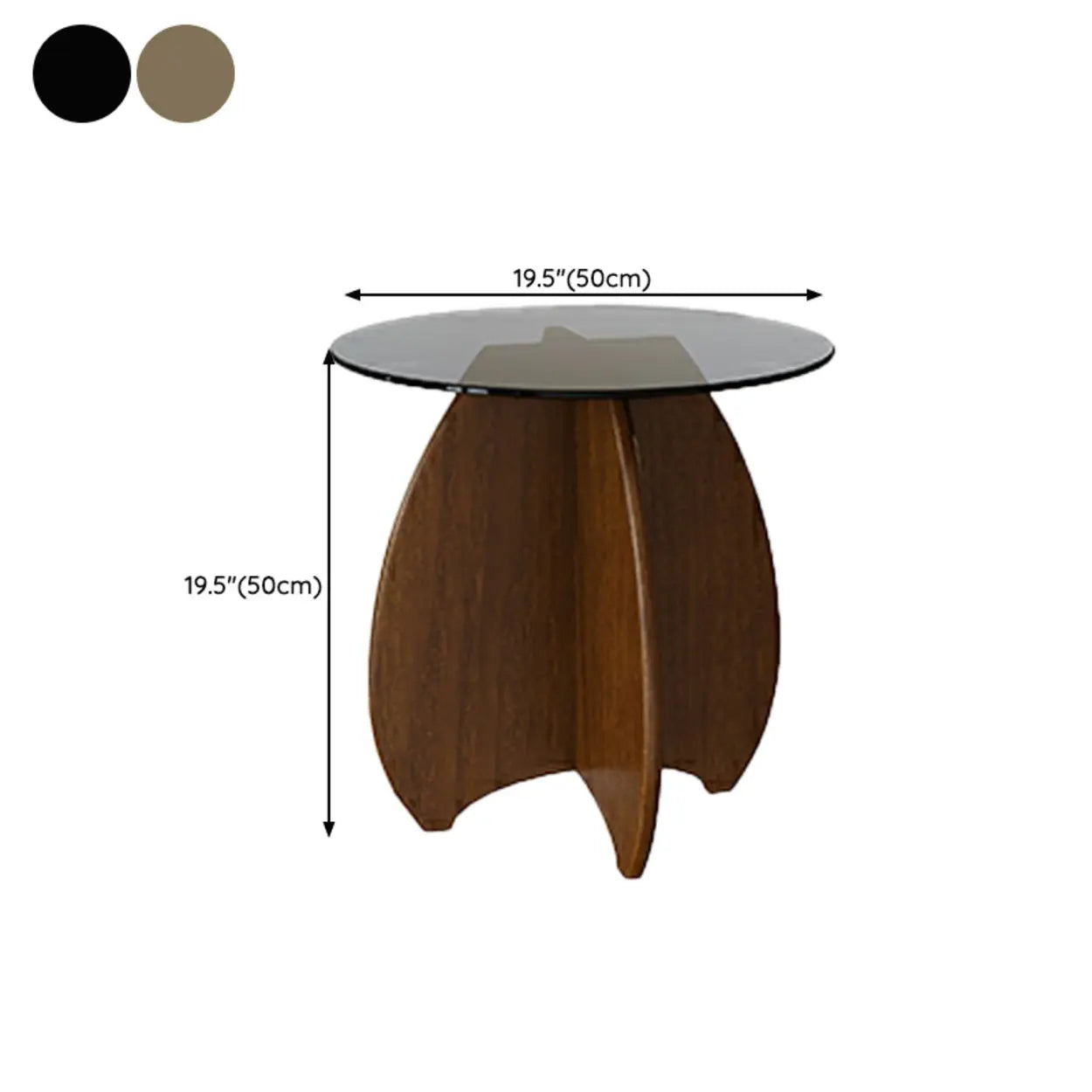 Contemporary Glass Walnut Wood Side Table
