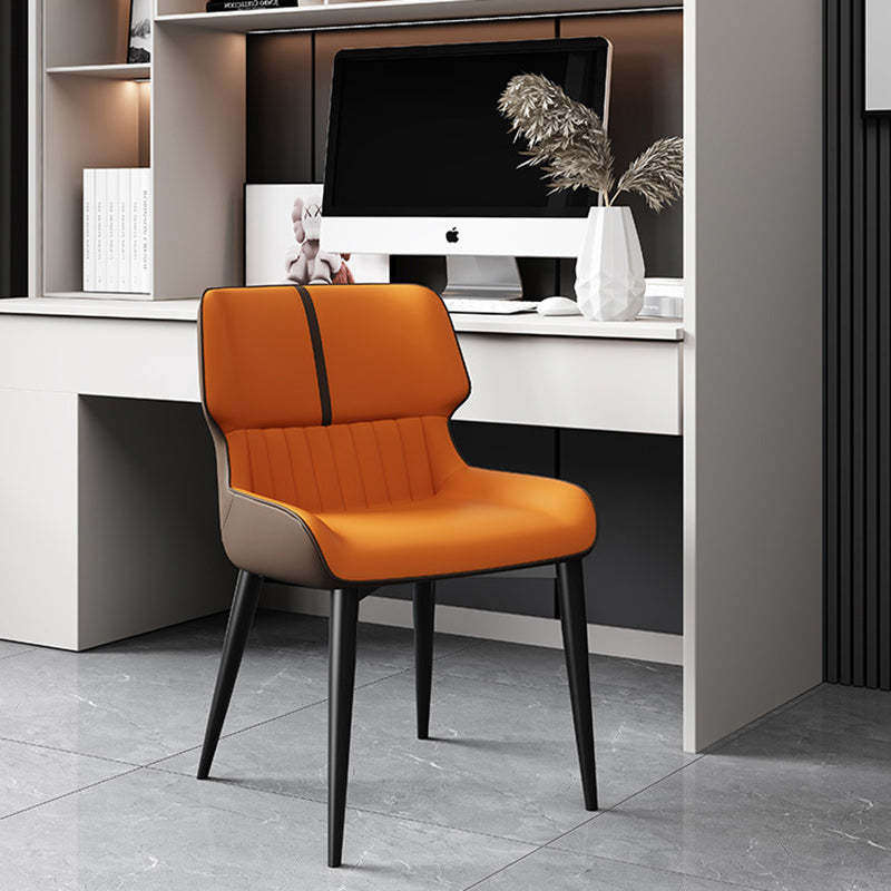 Nordic Leather Carbon Steel Curved Dining Chair