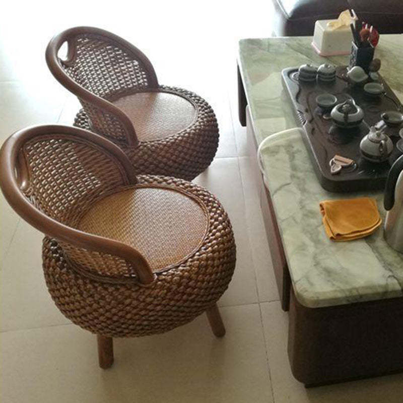 Vintage Orb Curved Bamboo Rattan Chair