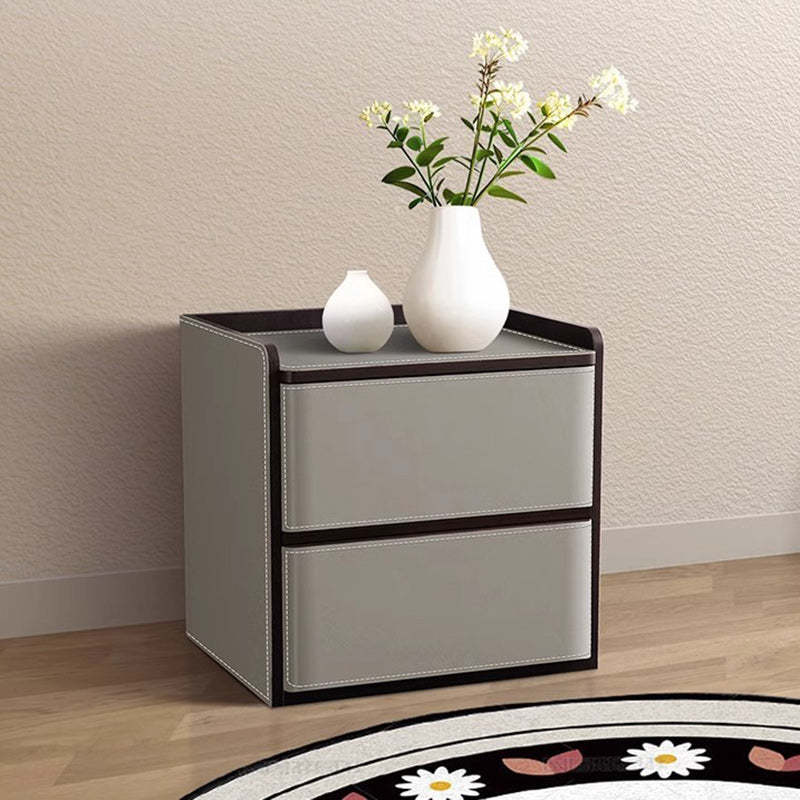 Nordic Leather Wood 2-Drawer Nightstand