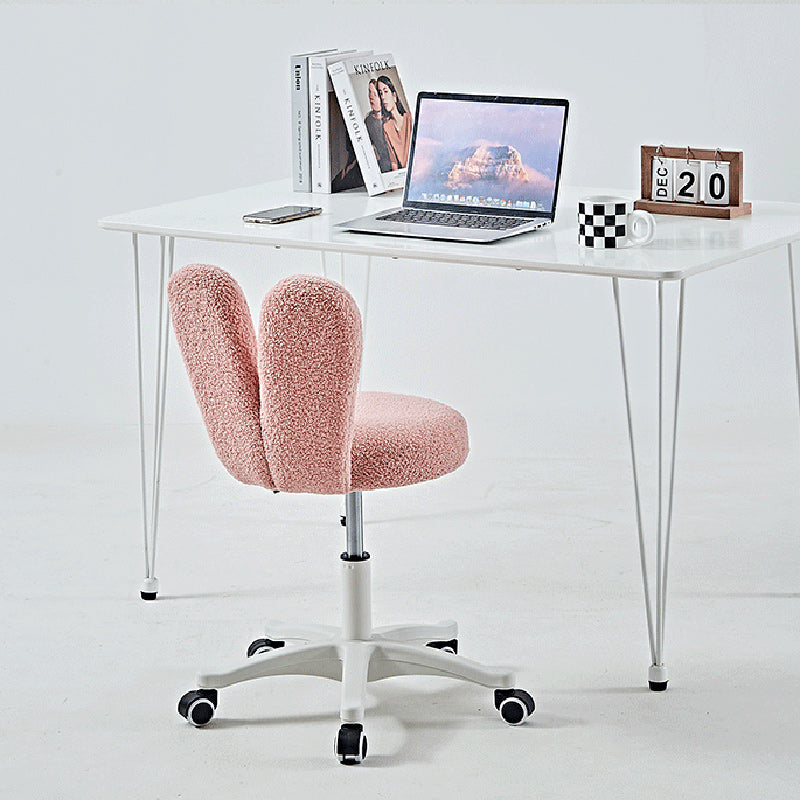 Minimalist Lambswool Metal Vanity Stool — White