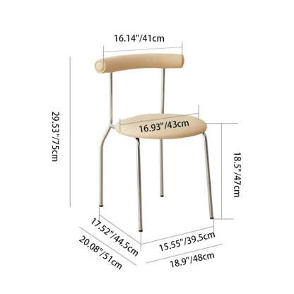 Scandinavian Leather Round Arc Dining Chair — White / Beige