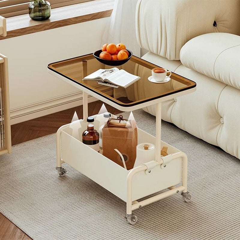 Modern Rectangular Iron Glass End Table