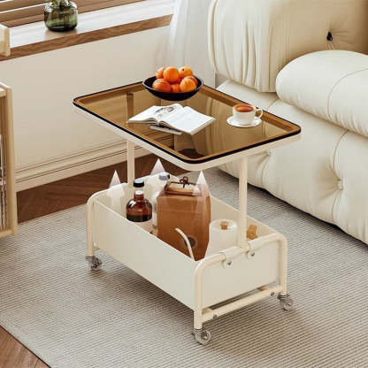 Modern Rectangular Iron Glass End Table