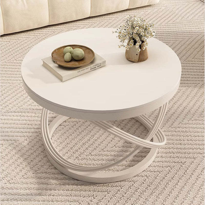 Nordic Round Iron Slab Coffee Table — White