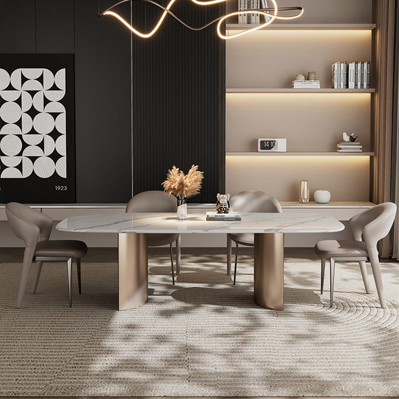 Modern Curved Leather Metal Dining Chair