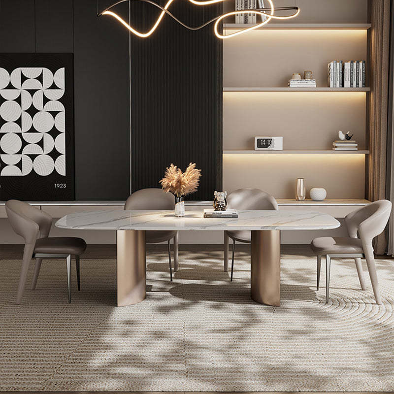 Modern Curved Leather Metal Dining Chair