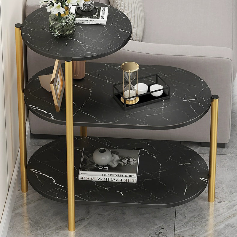 Contemporary Luxury Oval Iron Wood End Table