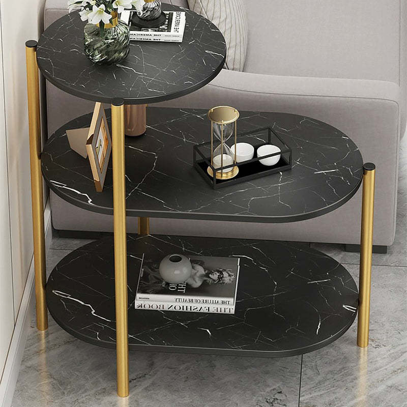 Contemporary Luxury Oval Iron Wood End Table
