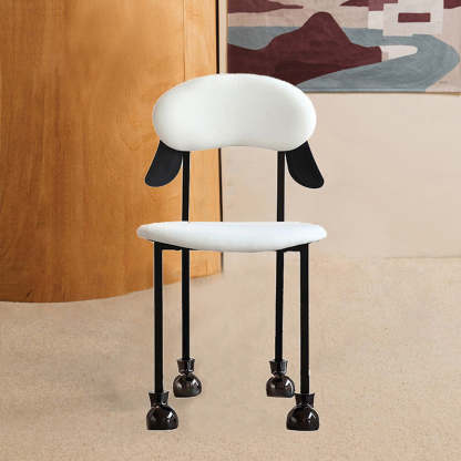 Contemporary Puppy Velvet Stainless Steel Open-Back Chair