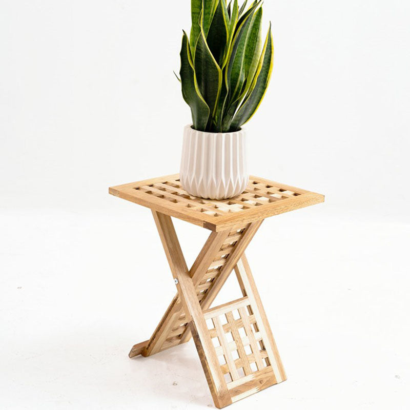 Traditional Rustic Wood Backless Chair