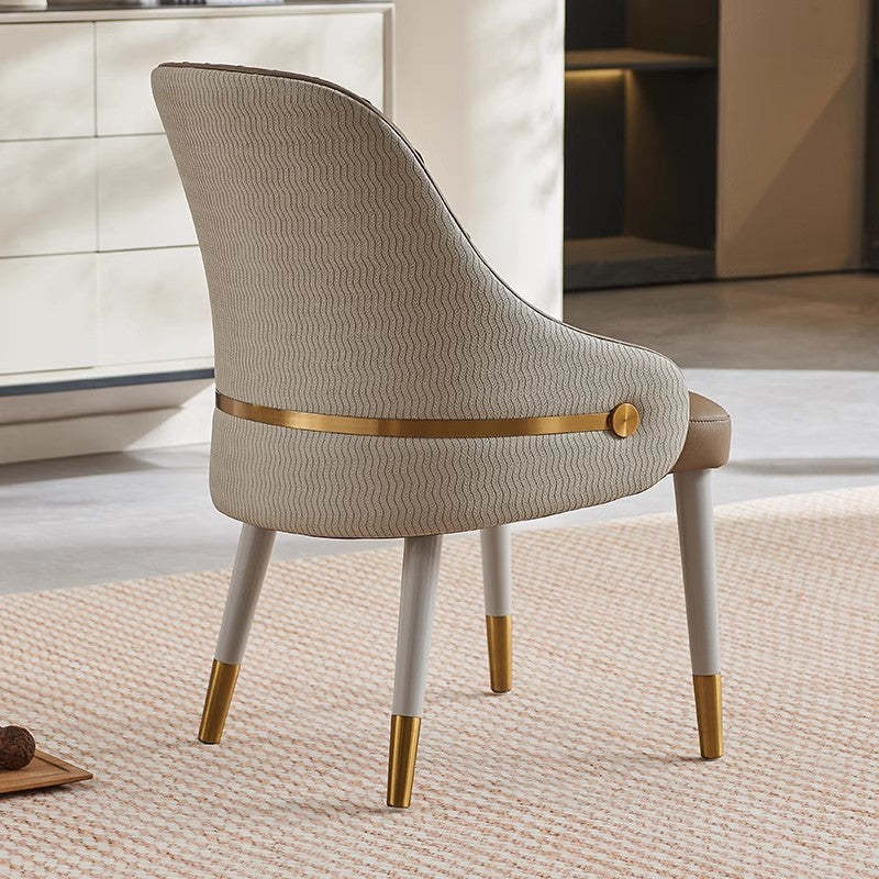 Minimalist Pleated Leather Metal Dining Chair