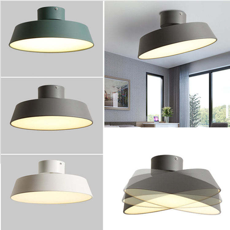 Nordic Minimalist Round Pot Iron LED Flush Mount Light — Warm Light(3000K) / 110V-120V For US/CA