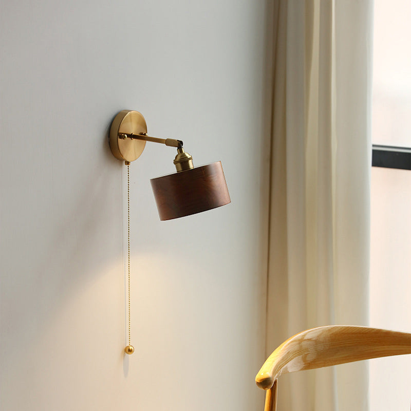 Scandinavian Cone Dome Copper Wood Sconce