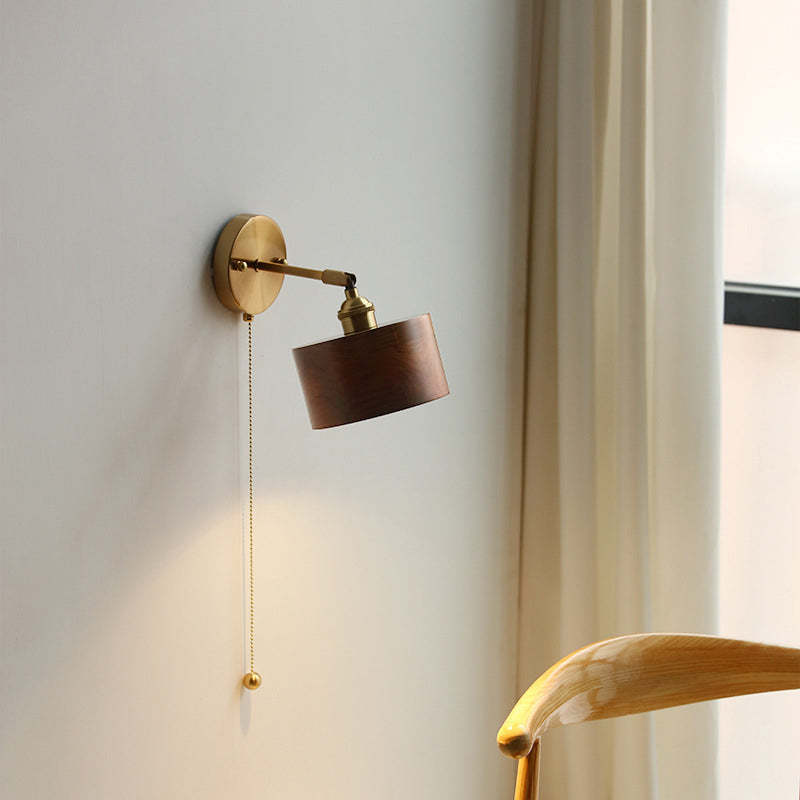 Scandinavian Cone Dome Copper Wood Sconce