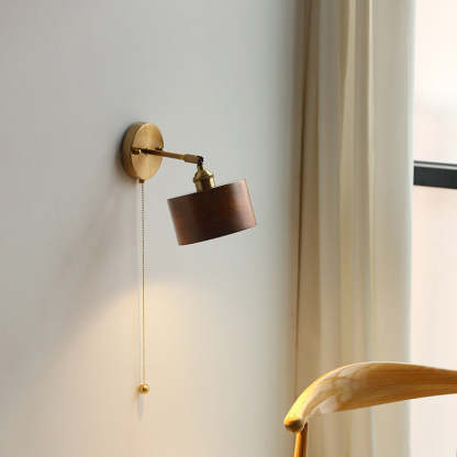 Scandinavian Cone Dome Copper Wood Sconce