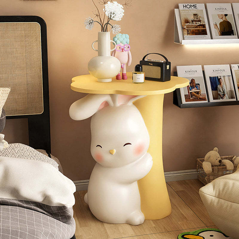 Contemporary Kids Rabbit Resin Wood End Table — Rabbit End Table