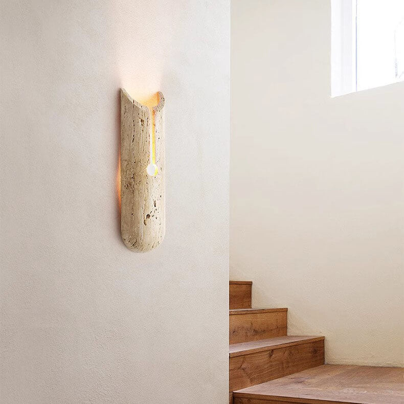 Japanese Yellow Travertine Half Oval Sconce