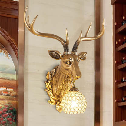 European Retro Deer Head Resin Sconce