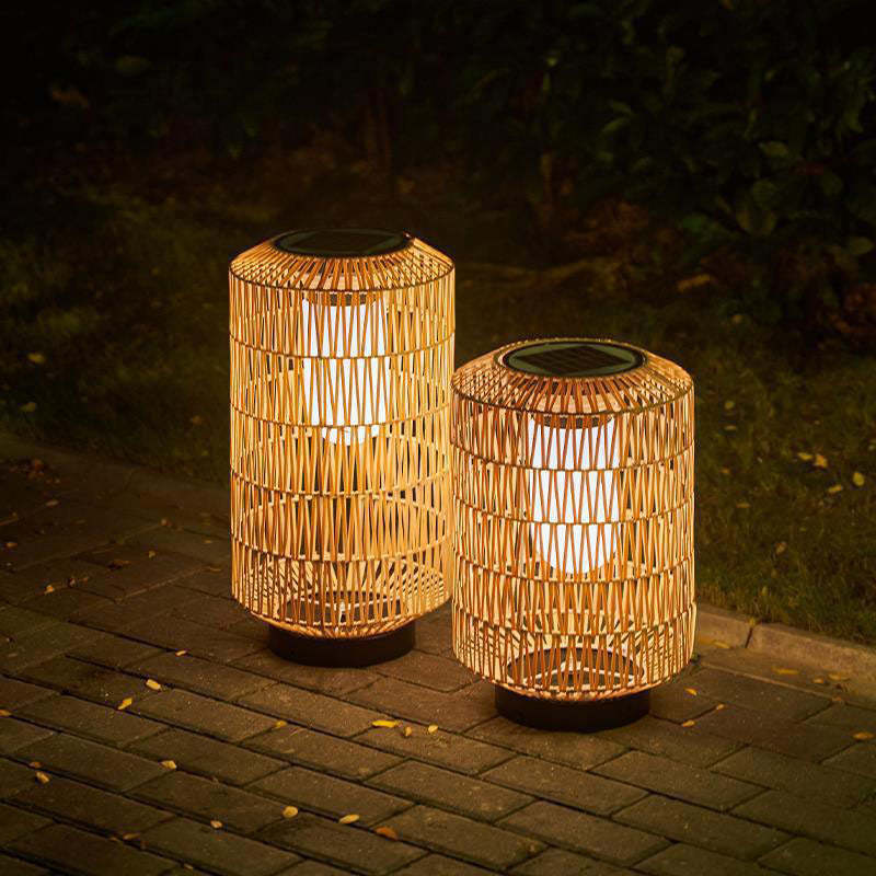 Minimalist Solar Iron Rattan Cage LED Landscape Light