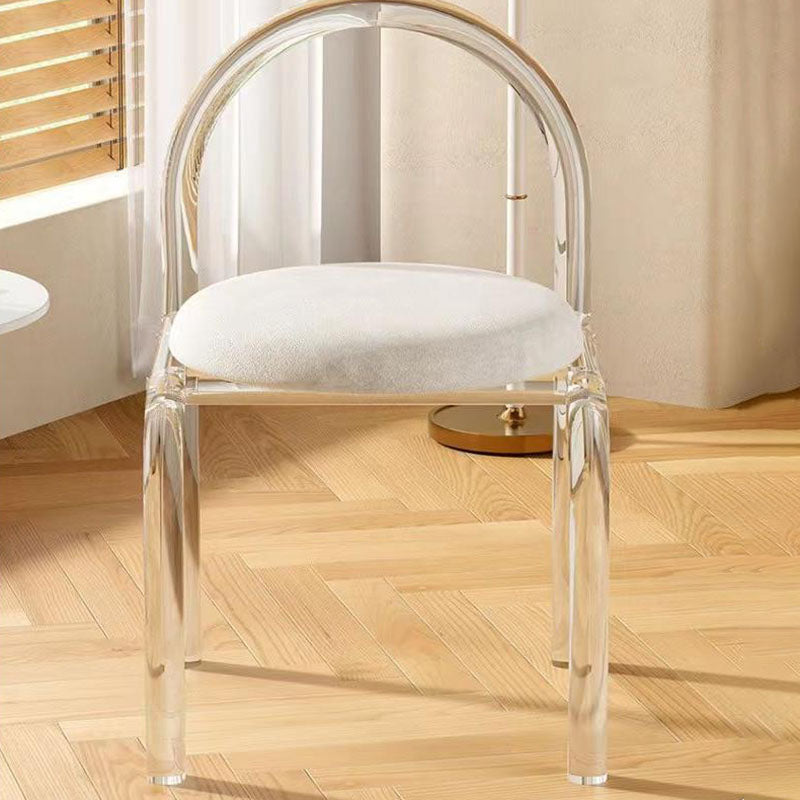 Modern Arched Velvet Acrylic Vanity Stool — PU Leather / Pink