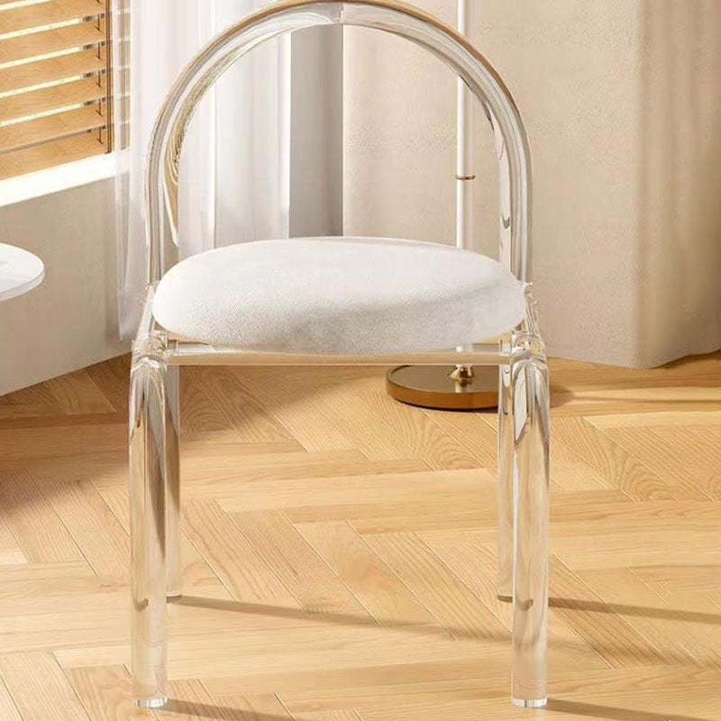 Modern Arched Velvet Acrylic Vanity Stool — PU Leather / Pink