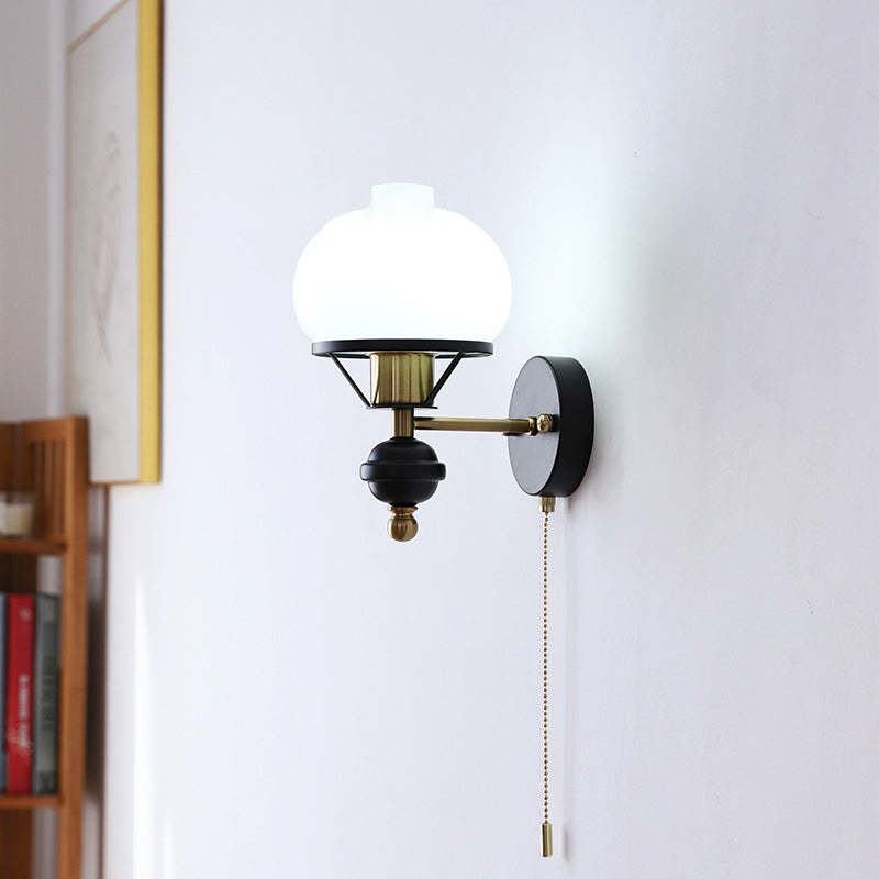 French Geometric Circle Glass Iron Sconce