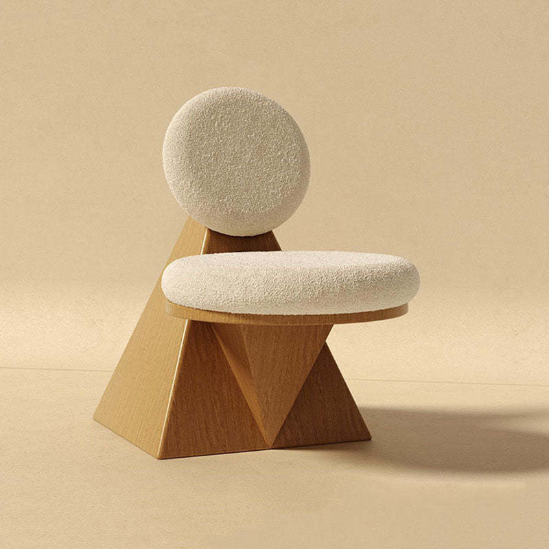 Contemporary Ash Wood Lambswool Lounge Chair — B