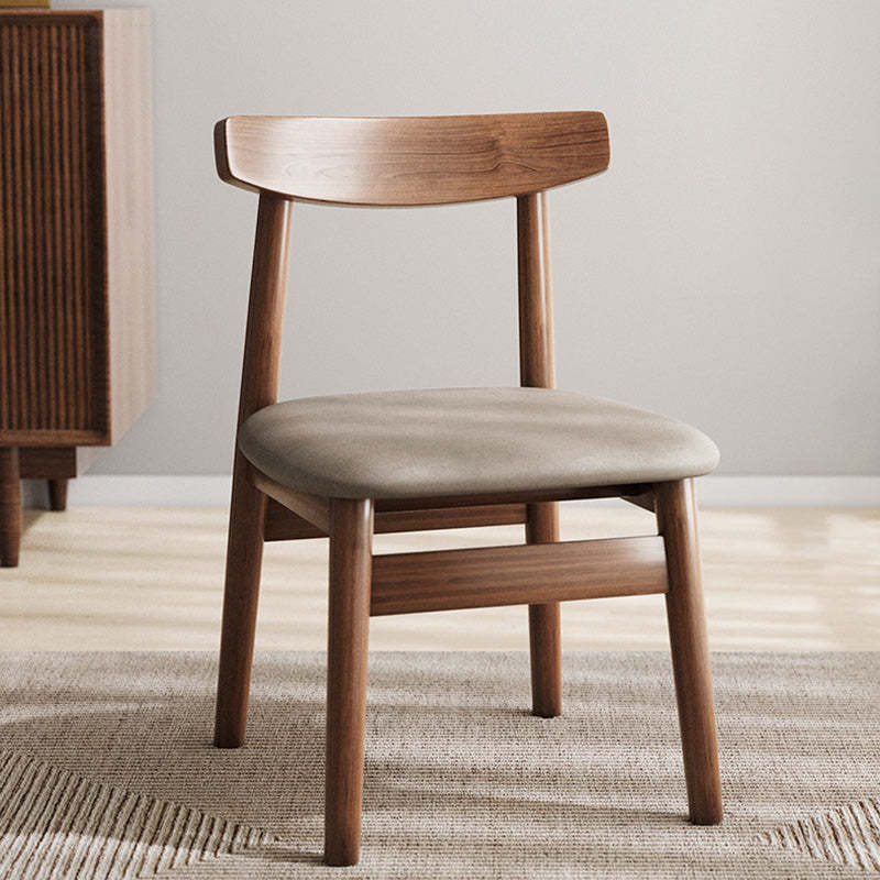Retro Double-Layer Nappa Leather Open-Back Dining Chair