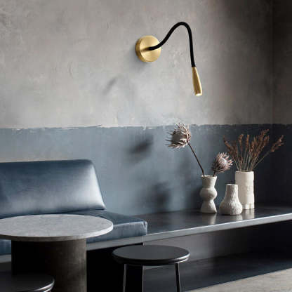Simple Hose Spotlight Brass LED Reading Sconce
