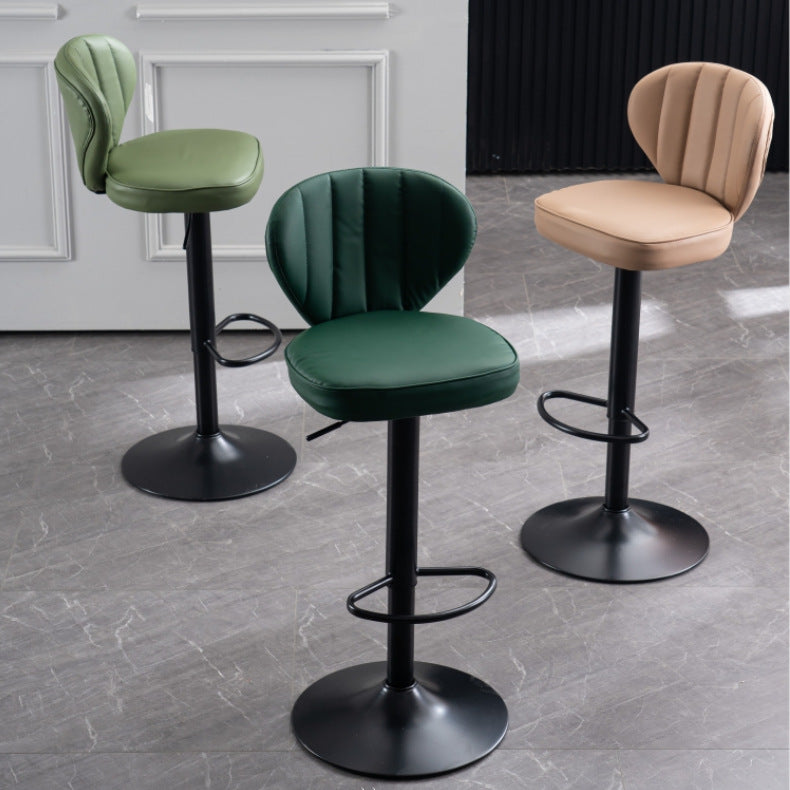 Minimalist Leather Metal Bar Stool