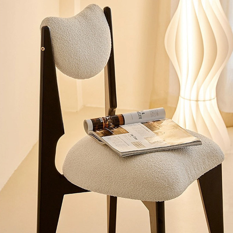 Nordic Ash Velvet Metal Crescent Dining Chair