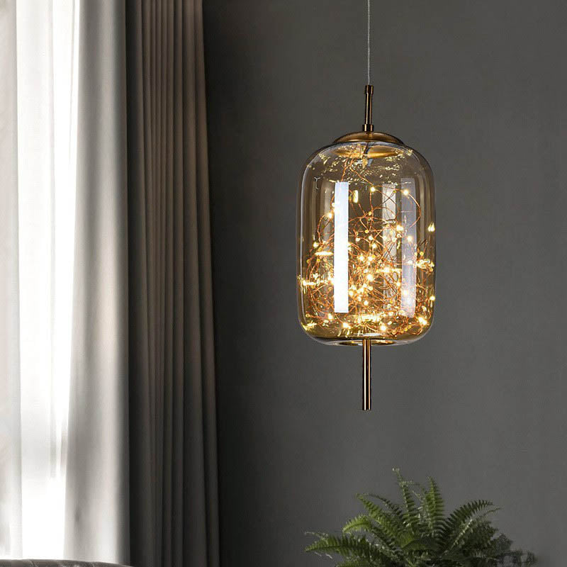 Scandinavian Cylinder Oval Glass Pendant Light