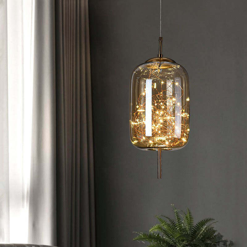 Scandinavian Cylinder Oval Glass Pendant Light