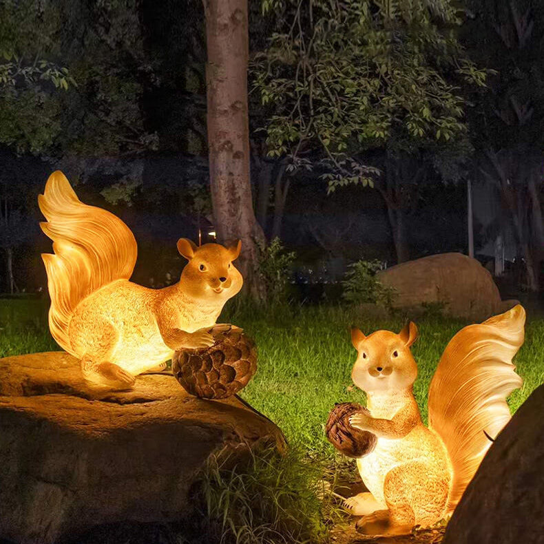Solar Rabbit Squirrel Resin LED Outdoor Landscape Light