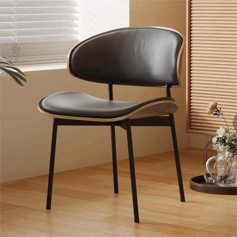 Nordic Walnut Microfiber Leather Dining Chair